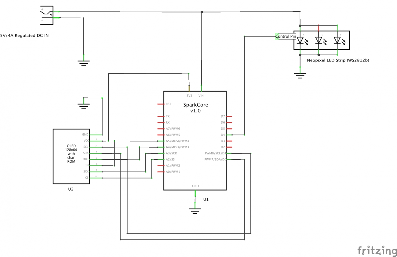 Schematic of Cheerlights Clock